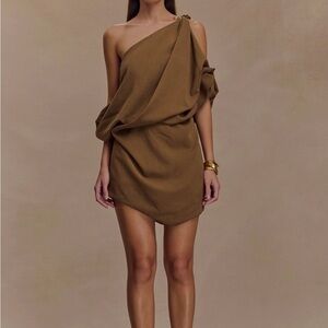 Light Brown Marle Gabriella Draped Mini Dress